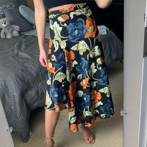 Topshop Asymmetrical floral black skirt